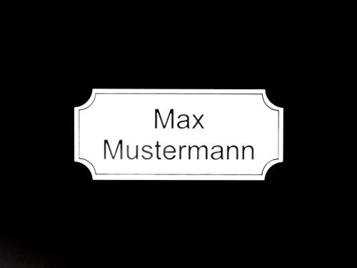 chapa buzón personalizada | Placa grabada personalizada autoadhesiva | nombre y número | Muchas tallas | Resistente a la intemperie | Grabado láser (8x3,5cm Mediacaña con borde, Blanco-Negro)