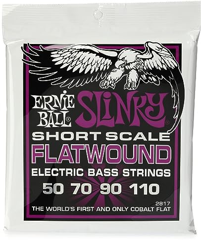 Ernie Ball Power Slinky Flatwound Short Scale Electric Bass Strings 50-110 Gauge (P02817)