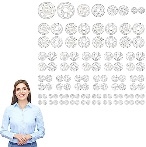 100 Sets Sew-On Plastic Snap Fasteners in Four Assorted Sizes