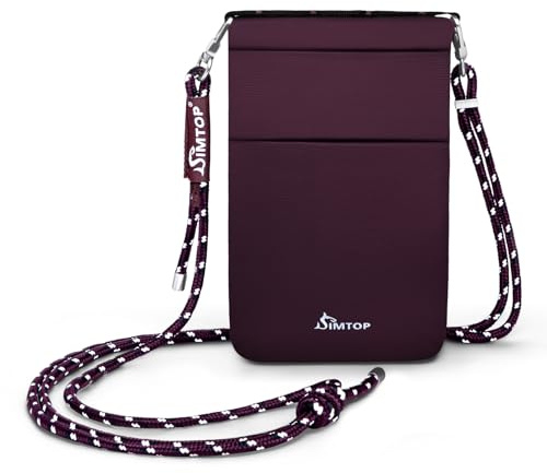 SIMTOP Sac Téléphone Femme RFID Imperméable Bandoulière ROUGE