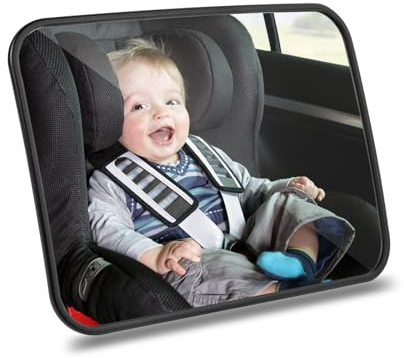Romon Rücksitzspiegel für Babys, spiegel auto baby rückbank Verstellbare elastische Riemen, Spiegel Auto, Bruchsicherer Auto-Rückspiegel für Babyschale für allerlei Kopfstützen