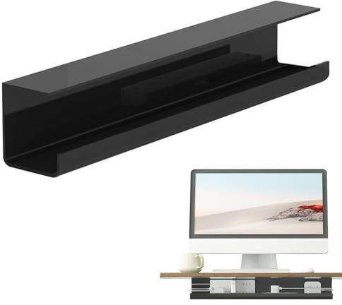 Under-Desk Organizer - Cable Management, Charger Shelf | Cord Management Under Desk, Under Desk Cable Tray,15in Flame Retardant Cable Rack No Trace Double-Sided Adhesive Fire Protection for Kitchen