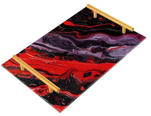 Bandejas decorativas para servir con textura de colores pastel negro y rojo con asas, bandeja de servicio de habitación para joyas, perfumes, bandejas de servicio de habitación para desayuno baratas