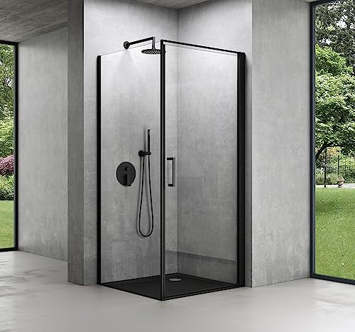 Mai & Mai Cabine de Douche Noir en Angle sans Receveur 90x90x195cm
