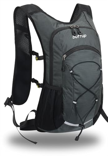 buffup® Mochila de 15L, ligera y transpirable: Diseñada para la comodidad en senderismo rápido, ciclismo y esquí. (Gris)