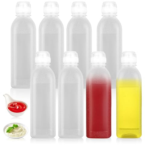 SXTDKMJ 8 stycken squeeze flaska, plast såsflaska 300 ml såsflaskor med lock BPA-fri degportionerare flaska för ketchup senap majonnäs olivolja