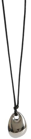 Tkidplw Collar moderno con colgante de frijol negro de piel sintética, cadena de clavícula ajustable, joyería para mujeres a la moda, collar con cierre ajustable, One Size, Cuero sintético como se