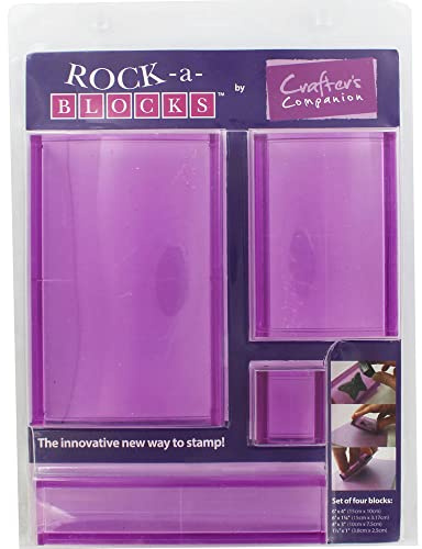 Crafter's Companion Rock Stamping Block Set 4/Pkg-4X6, 3X4, 1.5X6, 1X1, Acrylic, Purple, 4 Pack