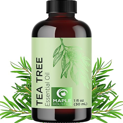 Pure Tea Tree Oil for Hair Skin and Nails - 100% Pure Undiluted Tea Tree Essential Oil with Dropper for Topical Uses Aromatherapy Diffusing and Home and Beauty DIYs - Vegan and Cruelty Free (1 Fl Oz)