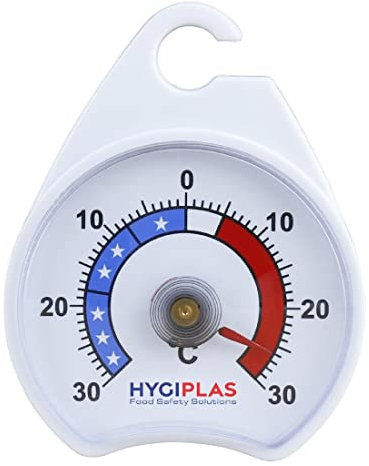 Hygiplas Fridge Freezer Dial Thermometer with Hook- Temperature Range-30°C to 30°C, Easy to Read J226