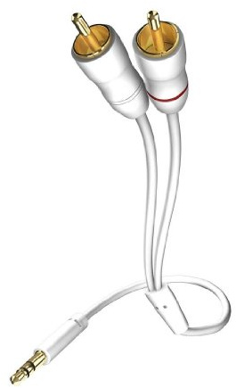 inakustik – 003100015 – Star Klinkenadapter - 3,5mm Klinke -> 2 x RCA | Für den Anschluss vom Smartphones, Tablets oder PC an HiFi-Verstärker | 1,5m in Weiß | Folienschirm gegen äußere Störeinflüsse