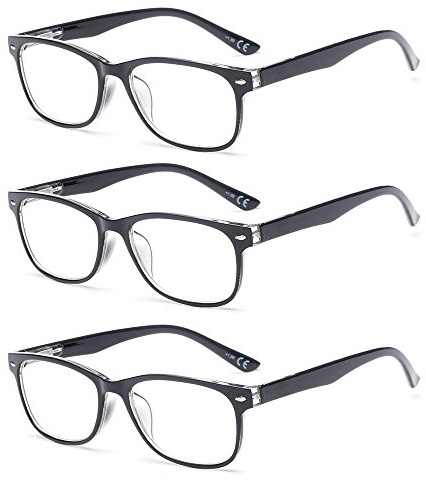 Suertree Pack de 3 - Gafas de Lectura con Filtro de Luz Azul para Mujer y Hombre, Anti Luz Azul para PC, BM161 3.5X