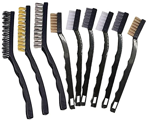 9 Pcs Drahtbürste Set Drahtbürste Edelstahl Metallbürste Klein Drahtbürste mit Kunststoffgriffe Reinigung Drahtbürste zur Reinigung Schweiß Schmutz Schlacken Rost (Black 9 Stück Drahtbürste Set)