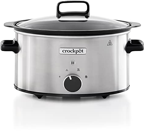 Crockpot Sizzle & Stew Slow Cooker | 3.5 L (3-4 People) | Removable Hob-Safe Bowl Sears Meat & Vegetables | Stainless Steel [CSC085], Manual