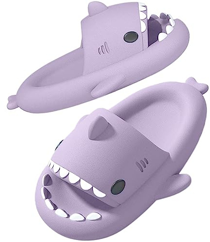 SAGUARO Claquettes Femme Homme Maison Chaussons Requin Adulte Piscine Plage Confortable Pantoufles Bain Douche Antidérapantes Chaussures Requin Violet 40/41