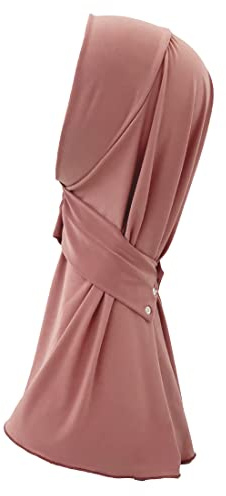 Ready To Go Instant Hijab for Ladies Girls Women With Tie Back Buttons Premium Quality Jersey Scarf (Dusky Pink)