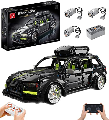 Technik Auto für Audi RS6 Avant, Mit Motoren Set, 1:10 Groß Automodell Bausatz, 2896 Teile MOC Klemmbausteine Auto Set, Kompatibel mit Audi Technik