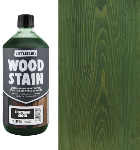 Littlefair's | Water Based Wood Dye | Special Colours Range | Indoor and Outdoor Use | Environmentally Friendly | Christmas Green (1ltr)
