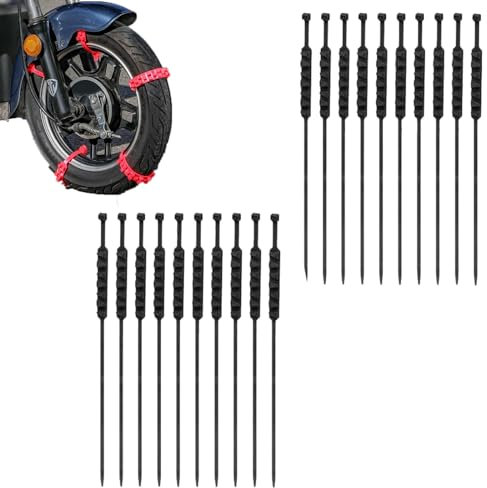 Catene da Neve per Moto, 20 Pezzi Catene da Neve Universali Fascette da Neve per Auto, Catene Riutilizzabili per Pneumatici per Moto, Biciclette, Catene da Neve in Nylon