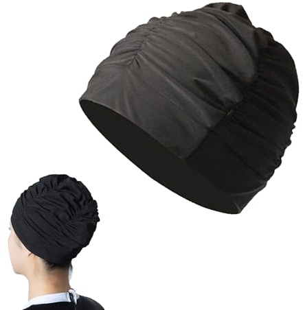 Badekappe,Schwimmkappe,Badehaube Unisex,Schwimmkappe Herren,Schwimmhaube,Flexible Kappe Badehut Spandex Baumwolle für Erwachsene Männer und Frauen(Schwarz)