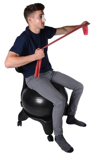 Chaise Ballon Chaise Boule de Bureau Ergonomique pour Adultes, Siège de Ballon d'exercice à L'alignement de La Colonne Vertébrale, Chaise de Bureau de Yoga Extra Épaisse avec Roues, Pompe