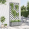 Gecheer Fioriera,Letto Rialzato,con Traliccio,Rampicante,in Legno Massello,di Abete,Grigio,90x35x180 cm,Fioriera Grigliato Legno,Fioriera con Griglia,Legno,Fioriera da Giardino Legno