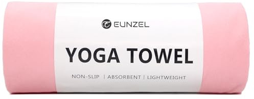 Eunzel Hot Yoga Towel Non Slip Yoga Mat Towel Non-Slip Sweat Absorbent Microfiber Towel for Hot Yoga, Pilates and Workout 72 x 26.5, Pink