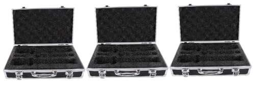 Maleta rígida de almacenamiento para equipos de audio con funda de transporte de espuma para aleación de aluminio, x 3 unidades, 32x19cmx3pcs, Organizador de bolsas