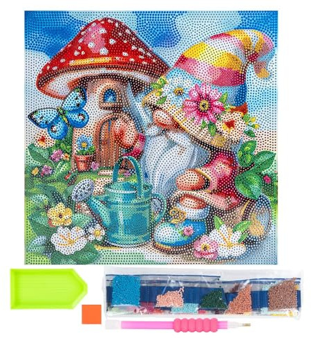 Ideen mit Herz Diamond-Painting-motivduk på kilram | 30 cm x 30 cm | Set inkl. verktyg (tomte i svamphus)