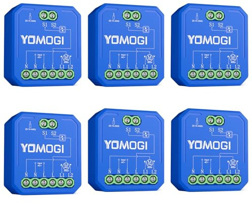 YOMOGI 6 Pack Module Volet Roulant Connecté, Module Interrupteur pour Stores WiFi, Compatible avec Alexa Google Home pour Contrôle en Pourcentage, Pas de Télécommande