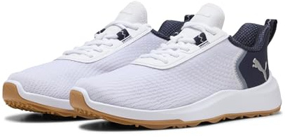 PUMA Scarpe da Golf Fusion Crush Sport da Uomo 42.5, White Deep Navy Gum Blue Beige