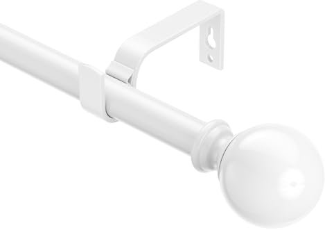 Gardinenstange Weiß 76-350 CM, 19 MM Durchmesser Vorhangstange, Gardinenstange Ausziehbar füR Gardinen mit öSen, Metall Gardinenstangen mit Halterung und Rundkappen, füR Balkon, KüChe, Wohnzimmer