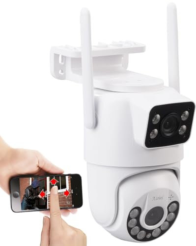 7links Outdoor Kamera: Dual-Objektiv-IP-Außen-Kamera, 2X 2K, 3MP, Pan-Tilt, 360°, WLAN, IP54 (Cameras, Überwachungs außen, Funk Bewegungsmelder)