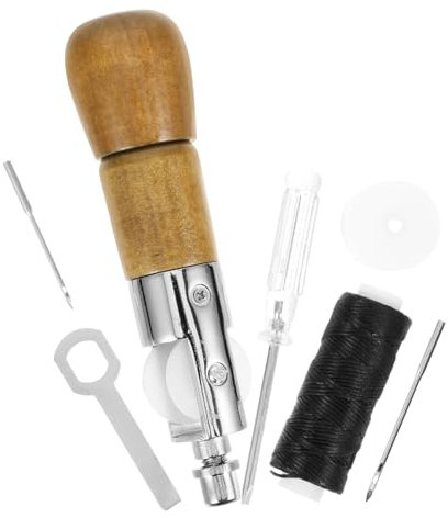 IWOWHERO Kit De Herramientas Para Cuero Punzón De Cuero Manual Agujas De Coser Herramientas De Reparación Para Trabajos De Bricolaje Casa