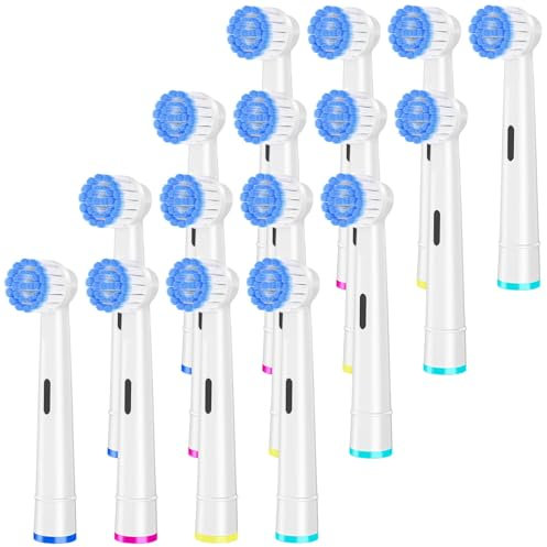 Pro Sensitive Gum Care Aufsteckbürsten kompatibel mit Oral-B Elektrische Zahnbürsten, 16er ultra-dünne Borsten Zahnbürstenkopf für sanfte Zahnreinigung, Weiß