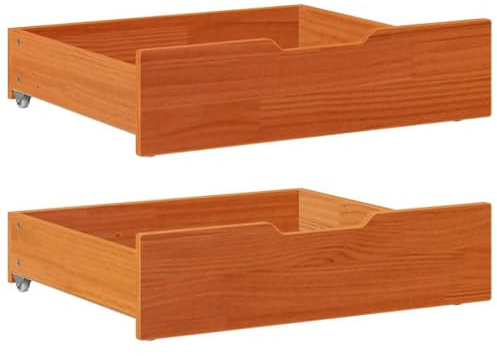 AJJHUUKI Cassettiera Sotto-Letto 2 pz Marrone Cera 75x55x17 cm Legno Massello Pino