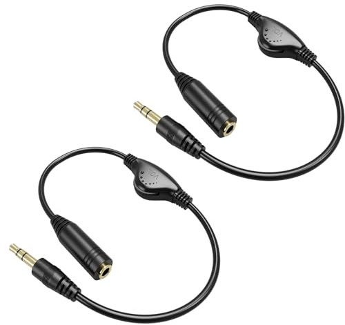 GERUI 2 cavi di prolunga audio stereo, jack da 3,5 mm, controllo del volume, con regolatore, per cuffie, PC, computer, smartphone, tablet, altoparlante