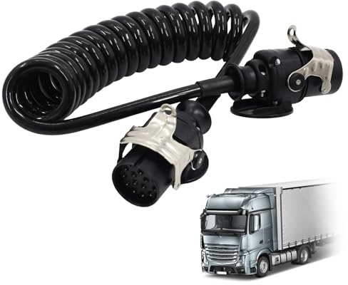 ANEELV Carrete de cable de 15 pines de 24 V para remolques de camiones pesados, vehículos comerciales, semirremolques, cable adaptador específico de 15 pines