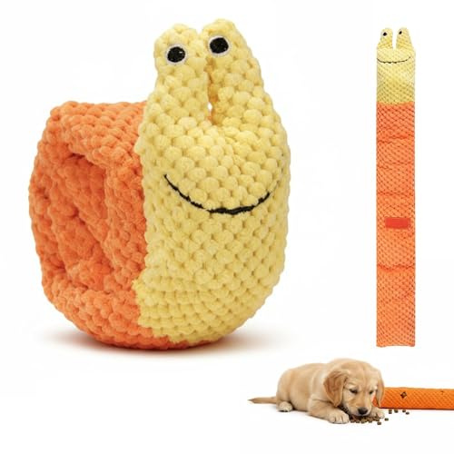Nilioyul Juguete olfativo para perros, inteligencia indestructible, juguete interactivo con forma de caracol amarillo, para perros grandes, medianos y pequeños