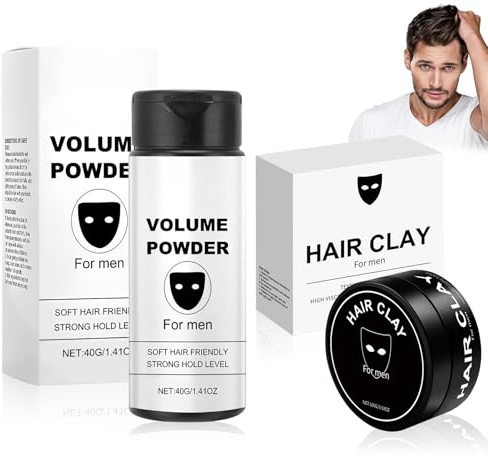Cera in Polvere per Capelli Uomo 40g+ Cera Capelli Uomo 100g, Based Texture Powder, Polvere Volumizzante Capelli Uomo, Texture naturalmente soffice – Tenuta a lunga durata