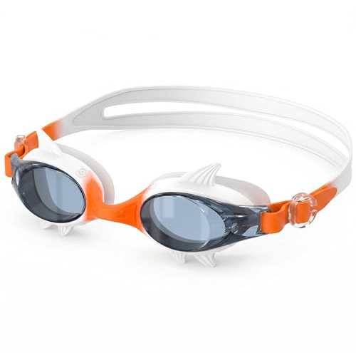 Seaflar Gafas de Natación Niños 3-12 Años con Diseño de Tiburón | Visión Gran Angular 180° HD, Antivaho y Protección UV, Gafas Piscina Niño Unisex