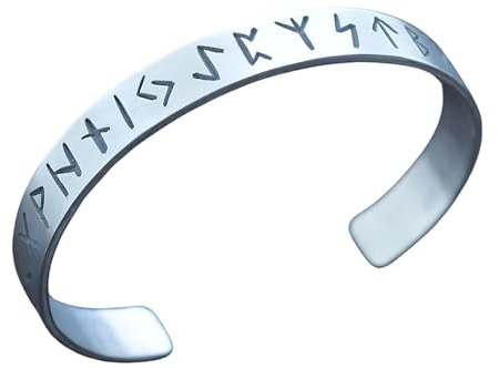 Rune Bracelet - Rune Jewelry Viking - For Men and Women - Fine Silver - Pagan Jewelry - Norse Bracelet (Bare, Fine Silver)