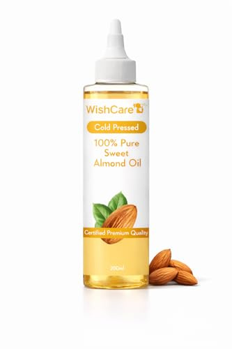 WishCare® Pure Cold Pressed Sweet Almond Oil for Hair Growth and Glowing Skin & Face - 200ml
