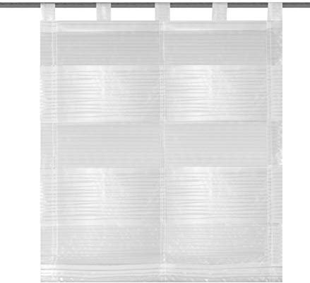 HOME WOHNIDEEN halbtransparentes Raffrollo 79183 Sarnia mit Scherli Querstreifen, Farbe:wollweiß, Größe:130 x 60 cm