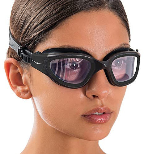 AqtivAqua DX Lunettes de Natation Lunettes Piscine Enfants Adultes Femme Homme (Noir, Photochromique)