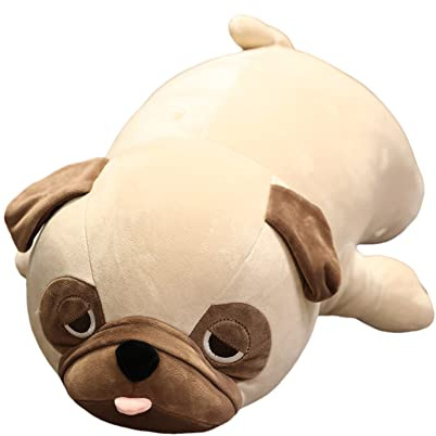 Mops plyschdjur, 60 cm liggande hund gosig tie djur kudde söt djur docka fluffig mjuk leksak, tecknad mops kudde fylld plysch plyschleksak kramkudde plyschkudde leksak gåva