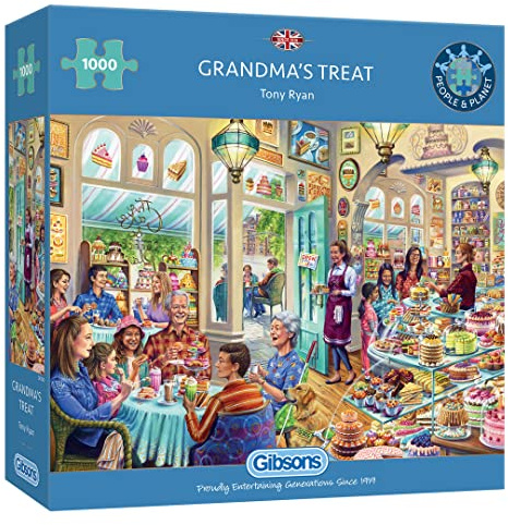 Gibsons Grandma’s Treat | 1000 Piece Jigsaw Puzzle | Family Café Puzzle | Sustainable Jigsaw Puzzle for Adults | Premium 100% Recycled Board | Great Gift for Adults