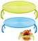 2 Pieces Microwave Folding Tray Multipurpose Oven Plate with Handle Steaming Shelf Baking Rack Anti-Slip Heating Layered Cooking Organiser for Hot Food, Plates, and Dishes (Blue&Green)