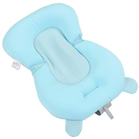 Coussin de Bain pour Bébé, Flottant Tapis de Bain pour Nouveau-Né 0-12 Mois, Coussin de Siège de Baignoire pour Bébé, Pliable Et Ajustable Tapis de Bain Et de Douche (Ours Bleu)