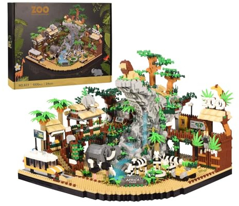 Zoo Building Model Set, 4800 Pcs Desert Zoo Micro Building Toys, Creative Zoological Park Model Set, Micro Particle Modular Building House, Gift for Adult and Teens